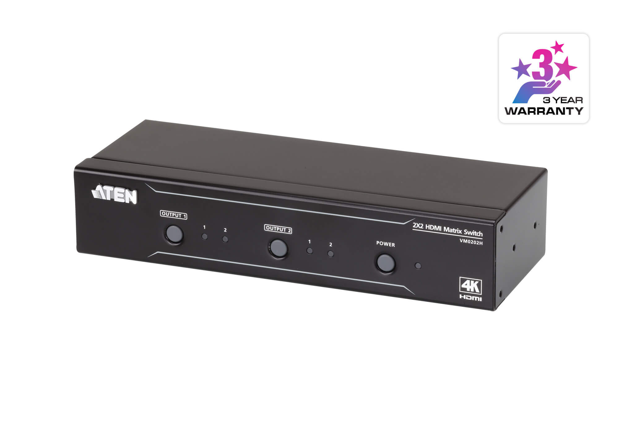 Aten 2x2 4K HDMI Matrix, control via front-panel pushbuttons, IR remote and RS232 control, EDID management Aten 2x2 4K HDMI Matrix, control via front-panel pushbuttons, IR remote and RS232 control, EDID management